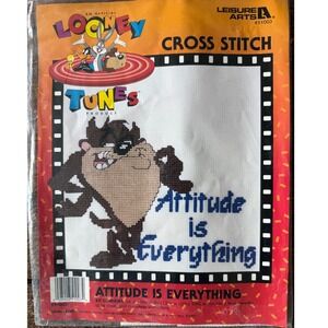 NEW Counted Cross Stitch Kit Taz Attitude Looney Tunes Needlecraft